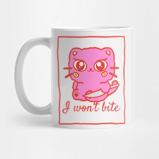 I won't bite kawaii kitten cat Mug